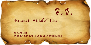 Hetesi Vitális névjegykártya